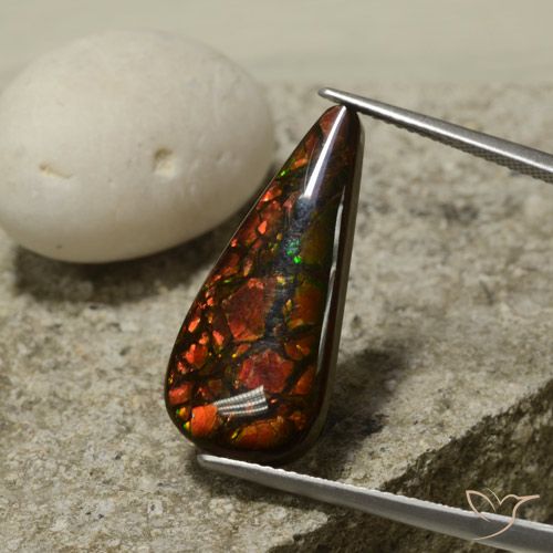 10.43ct Natürlicher Mehrfarbig Ammolith, Birnenform, Lichtundurchlässig