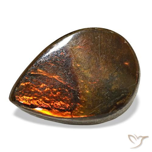 5.02ct Mehrfarbiger Ammolit, Birnenform, Lichtundurchlässig