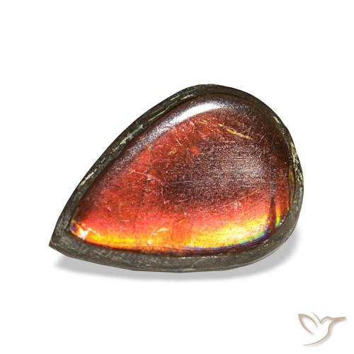 1.23ct Mehrfarbiger Ammolit, Birnenform, Lichtundurchlässig