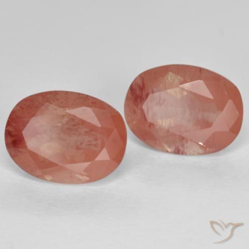 2.92 ct natürliche Blasses rötliches Orange Andesin-Labradorit-Edelsteine, Oval, VS