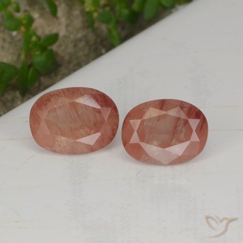 2.70ctw Natürlicher Blasses rötliches Orange Andesin-Labradorit, Oval, Lichtdurchlässig