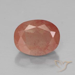 2.06ct Natürlicher Blasses rötliches Orange Andesin-Labradorit, Oval, Transparent / Lichtdurchlässig