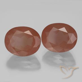 7.60 ct natürliche rötlich-orange Andesin-Labradorit-Edelsteine, Oval, Transparent / Lichtdurchlässig