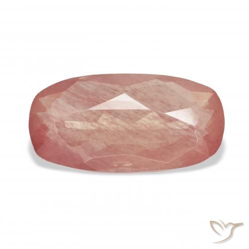 5.40ct Natürlicher Blasses rötliches Orange Andesin-Labradorit, Kissen, Transparent