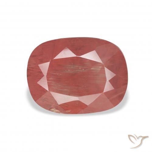 3.43ct Natürlicher Mittelrot Andesin-Labradorit, Kissen, Lichtdurchlässig