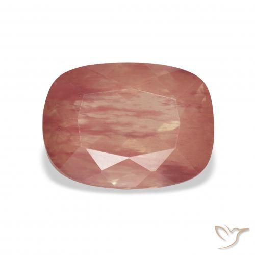 3.85ct Natürlicher Blasses rötliches Orange Andesin-Labradorit, Kissen, Transparent
