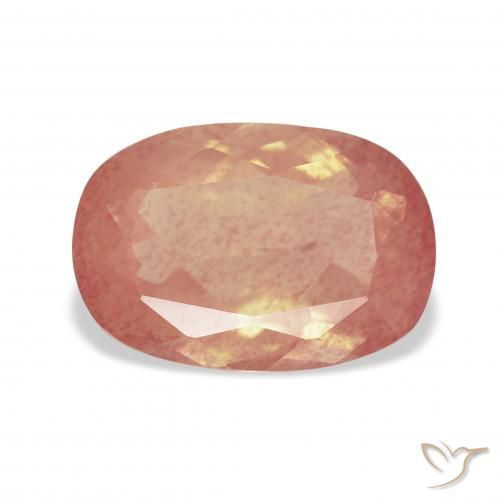 3.91ct Natürlicher Orangerosa Andesin-Labradorit, Kissen, Transparent