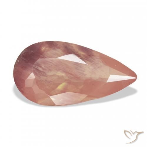 9,17 ctw natürlicher orange-rot Andesin-Labradorit, Birnenform, Transparent