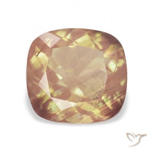 2.15ct Natürlicher Orange-Golden Andesin-Labradorit, Kissen, Transparent