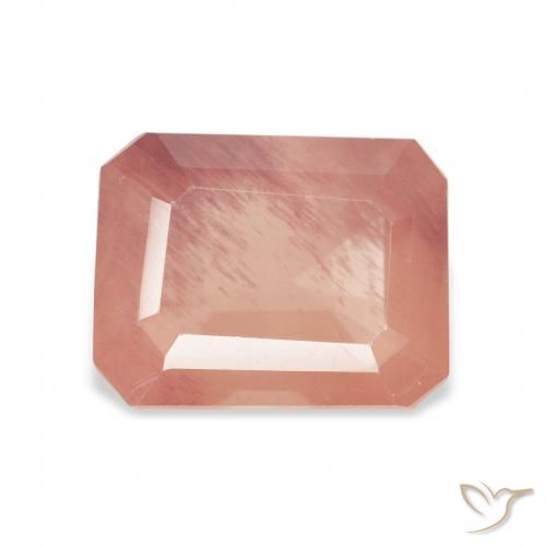 3.27ct Natürlicher Grapefruit-Rosa Andesin-Labradorit, Smaragdschliff, Transparent