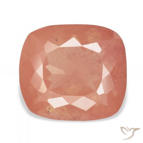 7.54ct rötlich-orange Andesin-Labradorit, Kissen, Transparent