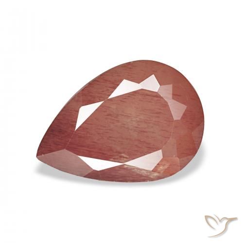 3.04ct Mittelrot Andesin-Labradorit, Birnenform, Transparent