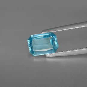 1,11 ctw natürlicher blauer Apatit, Smaragdschliff, VS