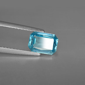 1,11 ctw natürlicher blauer Apatit, Smaragdschliff, VS