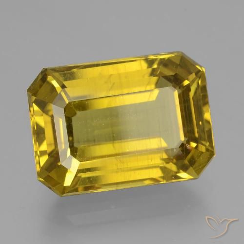 10.57ct Natürlicher Dunkel gelb Apatit, Smaragdschliff, VS