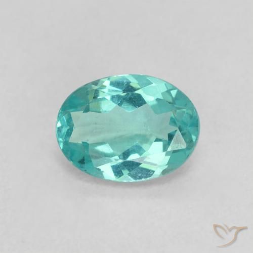 0.81ct Natürlicher Helles Blaugrün Apatit, Oval, VS