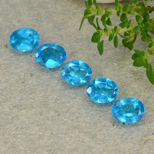 1.70ctw Natürlicher Tiefes Aquablau Apatit, Oval, VS