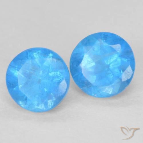 0.40ctw Natürlicher Tiefes Babyblau Apatit, Runden, VS-SI