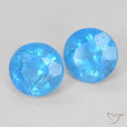 0.38 ct natürliche Intensives Azurblau Apatit-Edelsteine, Runden, VS