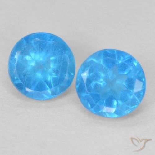 0.37ctw Natürlicher Tiefes Babyblau Apatit, Runden, VS