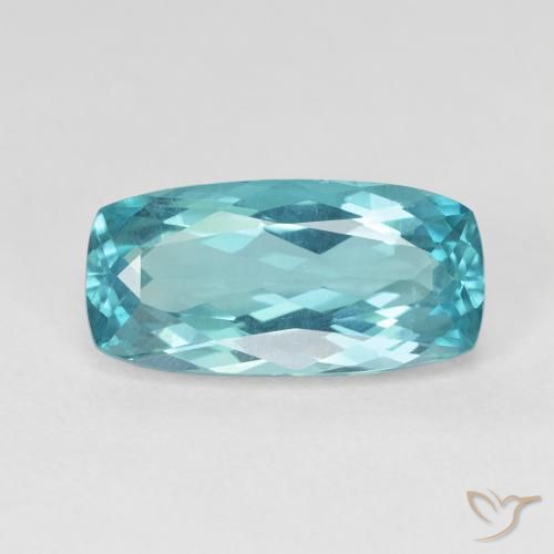 5.63ct Natürlicher Stahlblau-grün Apatit, Kissen, VVS-VS