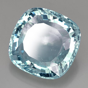 49,00 ctw natürlicher blauer Aquamarin, Kissenschliff, VS