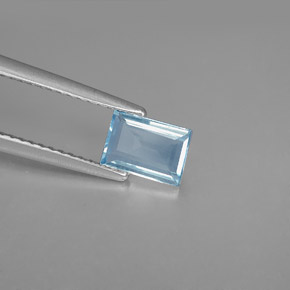 0,63 ctw natürlicher blauer Aquamarin, Baguette, VS