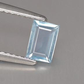 0,43 ctw natürlicher blauer Aquamarin, Baguette, VS