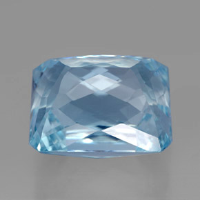 13,06 ctw natürlicher blauer Aquamarin, Smaragdschliff, VS