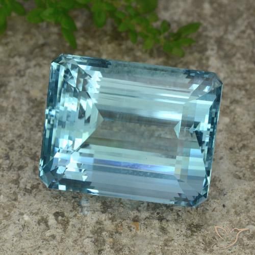 40.56ct Natürlicher Tiefes Aquablau Aquamarin, Smaragdschliff, VVS