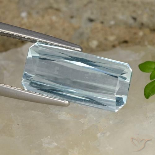 7.00ct Natürlicher hellblau Aquamarin, Smaragdschliff, VVS