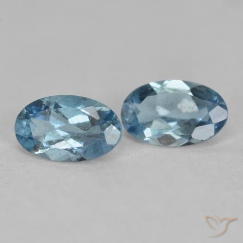 0.44 ct natürliche Intensives Silber Aqua-Blau Aquamarin-Edelsteine, Oval Schliff, VS