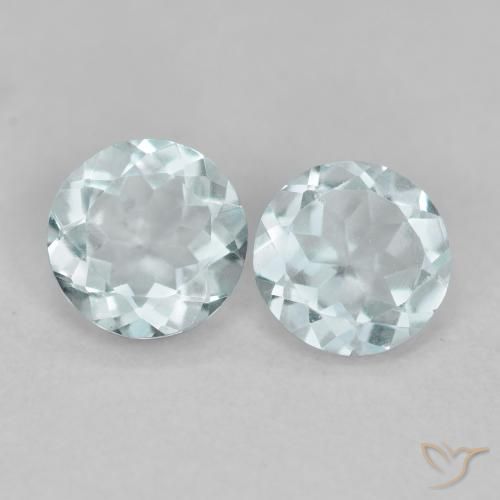 0.71ctw Natürlicher blassblau Aquamarin, Runden, VS