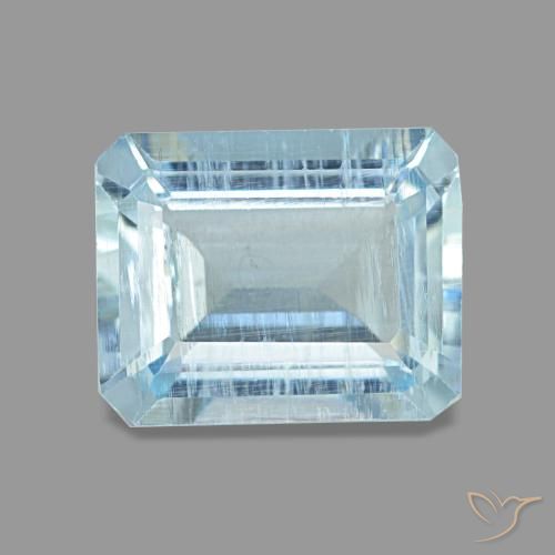 1.97ct Natürlicher Helles Aquablau Aquamarin, Achteck / Smaragdschliff, VS, Photo A