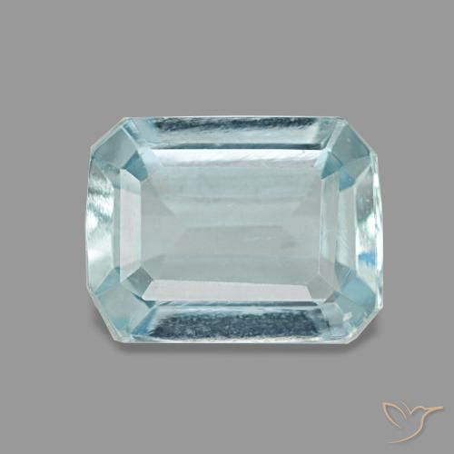 1,28 ctw natürlicher blauer Aquamarin, Smaragdschliff, VS
