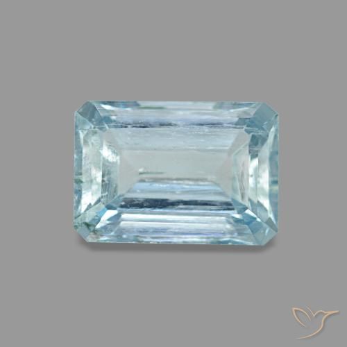 0,94 ctw natürlicher blauer Aquamarin, Smaragdschliff, VS