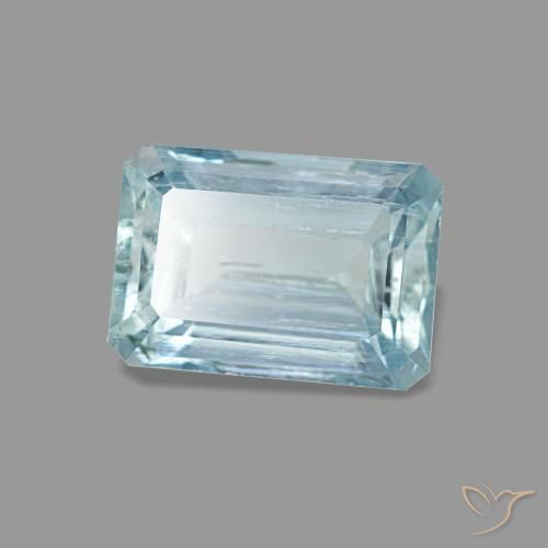 0,94 ctw natürlicher blauer Aquamarin, Smaragdschliff, VS
