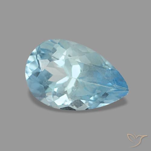 0,74 ctw natürlicher blauer Aquamarin, Birnenform, VS