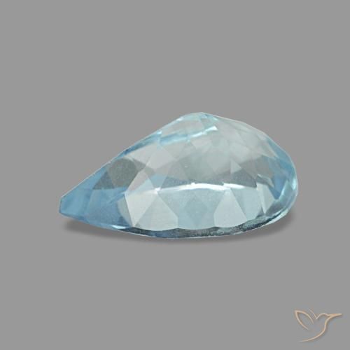 0,74 ctw natürlicher blauer Aquamarin, Birnenform, VS