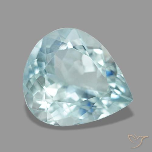 1,92 ctw natürlicher blauer Aquamarin, Birnenform, VS