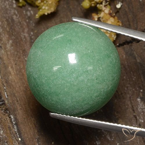 23.68ct Natürlicher Blasses Moosgrün Aventurin, Runden, Lichtundurchlässig, Photo A