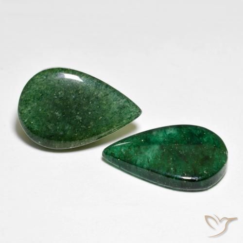 12.15 ct natürliche dunkelgrün Aventurin-Edelsteine, Birnenform, Lichtdurchlässig
