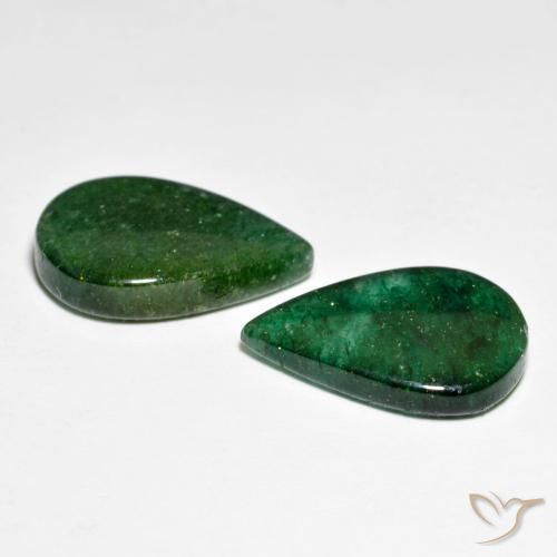 12.15 ct natürliche dunkelgrün Aventurin-Edelsteine, Birnenform, Lichtdurchlässig