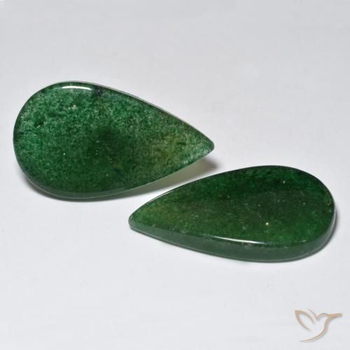 24.46 ct natürliche tiefgrün Aventurin-Edelsteine, Birnenform, Lichtdurchlässig