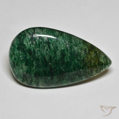 22.73ct Natürlicher Cooles Waldgrün Aventurin, Birnenform, Lichtdurchlässig