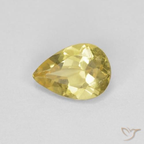 0.62ct Natürlicher Blasses Gelb Beryll, Birnenform, VS