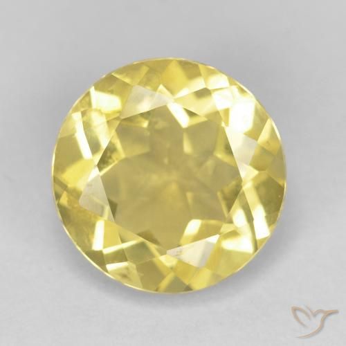 1.69ct Natürlicher Mittelgelb Beryll, Runden, VVS