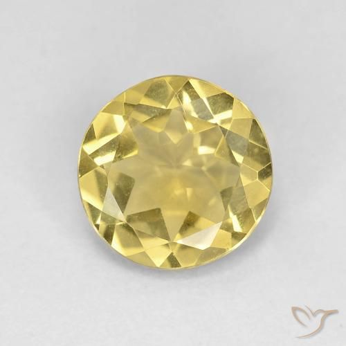 1.60ct Natürlicher Medium Light-Yellow Beryll, Runden, VVS