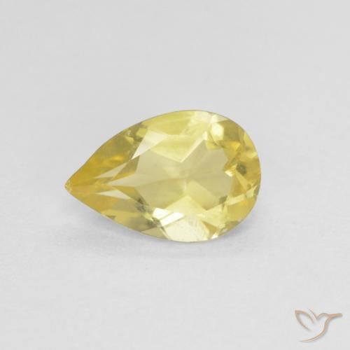 0.77ct Natürlicher Helles Erdgelb Beryll, Birnenform, VVS-VS