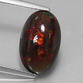 2,60 ctw natürlicher mehrfarbiger Schwarzer Opal, Oval Schliff, Lichtundurchlässig